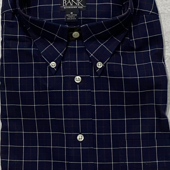 Joseph A Banks Navy check mediumLS shirt NWT - Picture 1 of 4